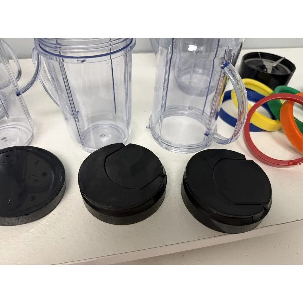 Magic Bullet MB1001 Replacement Parts Lot - Cups, Pitcher, Blades, Lids & Rings